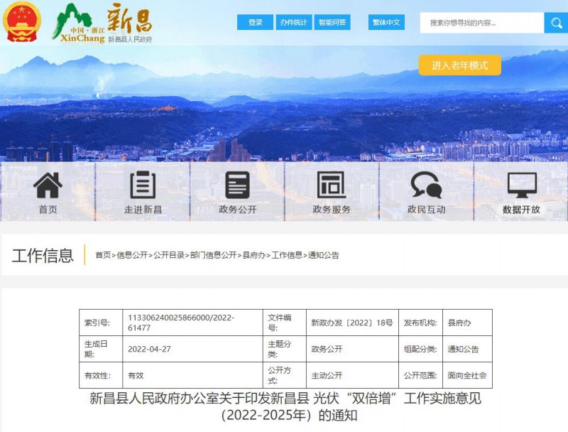 浙江新昌：大力推進(jìn)工商業(yè)建筑屋頂光伏，全縣現(xiàn)有黨政機(jī)關(guān)、事業(yè)單位等公共建筑屋頂實現(xiàn)100%安裝