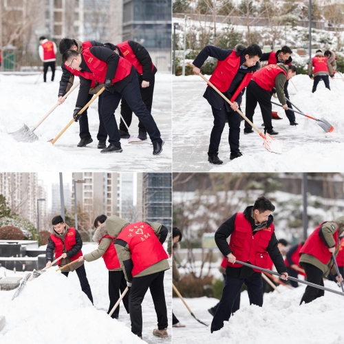 白雪更映“志愿紅”，山東電建公司志愿者掃雪除冰在行動