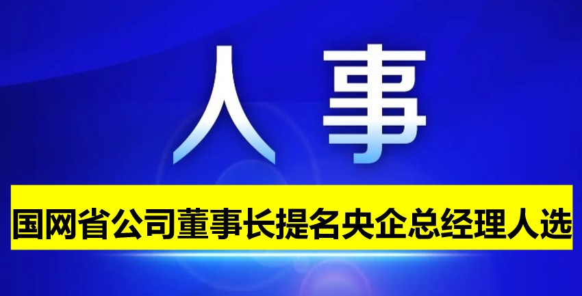 國(guó)網(wǎng)省公司董事長(zhǎng)提名為央企總經(jīng)理人選！
